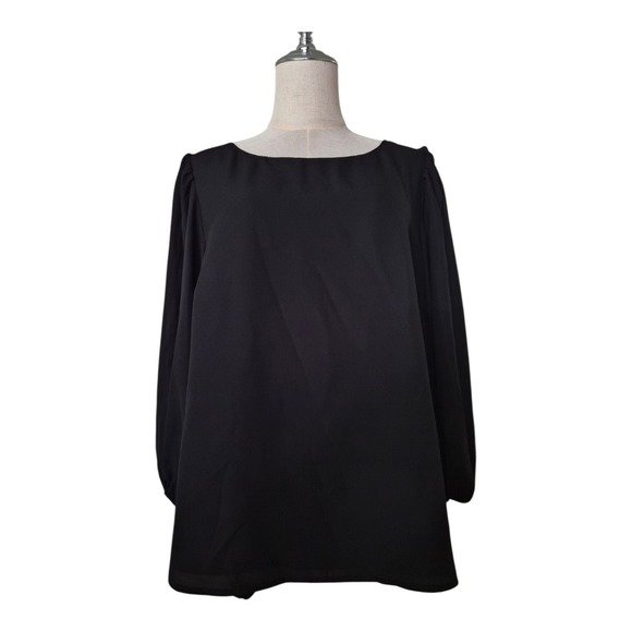 Alex Marie Tops - Alex Marie Black Long Sleeve Blouse XL Boat Neck Puff Sleeve Lined Career Top